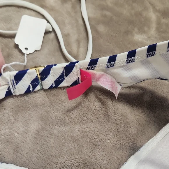 Victoria's Secret Blue & White Bikini Set L Bottom Top Is 34C - Picture 4 of 8